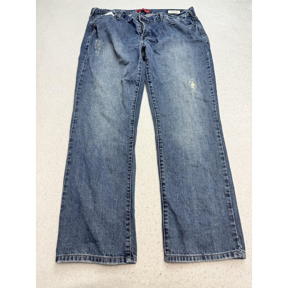 Guess Jeans Mens 38x30 Blue Slim Straight Del Mar Fit Distressed Denim Pants